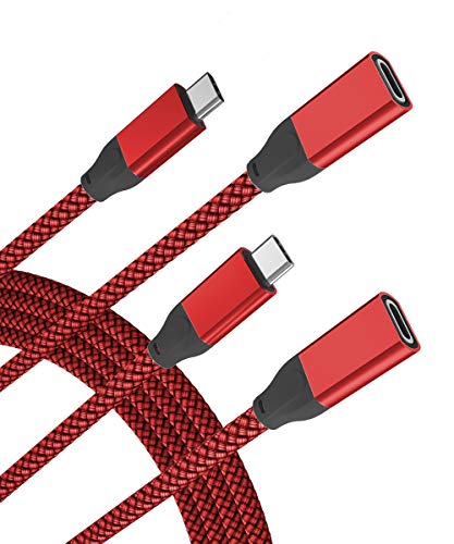 USB Type C Extension Cable 6.6FT 2-Pack,USB-C 3.1 Gen2 10Gbps Female to USBC Male Adapter,Thunderbolt 3 Compatible Extender Cord for iPhone 12 Pro Mini Max,MacBook Pro,iPad 8 8th Generation Air 4 4th