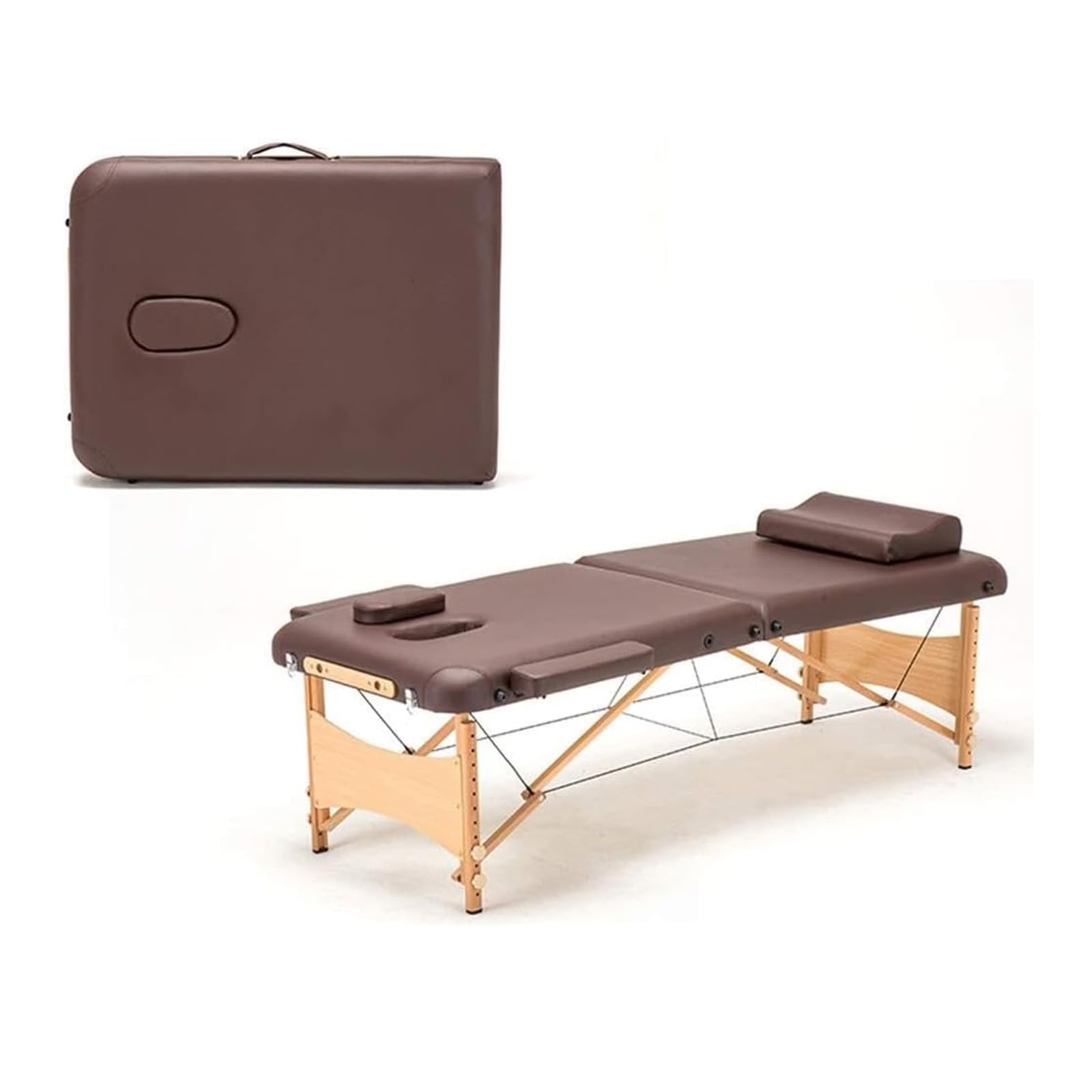 Stół do masażu przenośny składany kanapa łóżko lekki profesjonalny fotel do salonu kosmetycznego łóżko plinta do reiki, tatuażu, fizjoterapii, 70 * 93 * 20cm, brązowy(