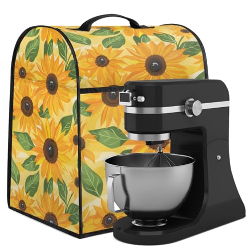 Coffee Maker Cover Sunflower Pattern Kitchen Appliance Covers Small Appliance Covers Blender Cover Juicer Cover Dust Covers for Kitchen Appliances with Top Handle and Pockets,Washable,B281