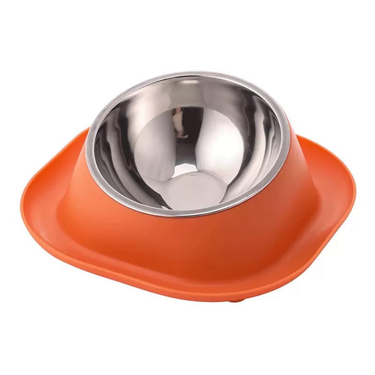 GRPET Raised Bowl Stainless Steel Tilted Feeder Bowl and Feeder Bowls Non Slip No Spill for Cats Small Dogs Orange