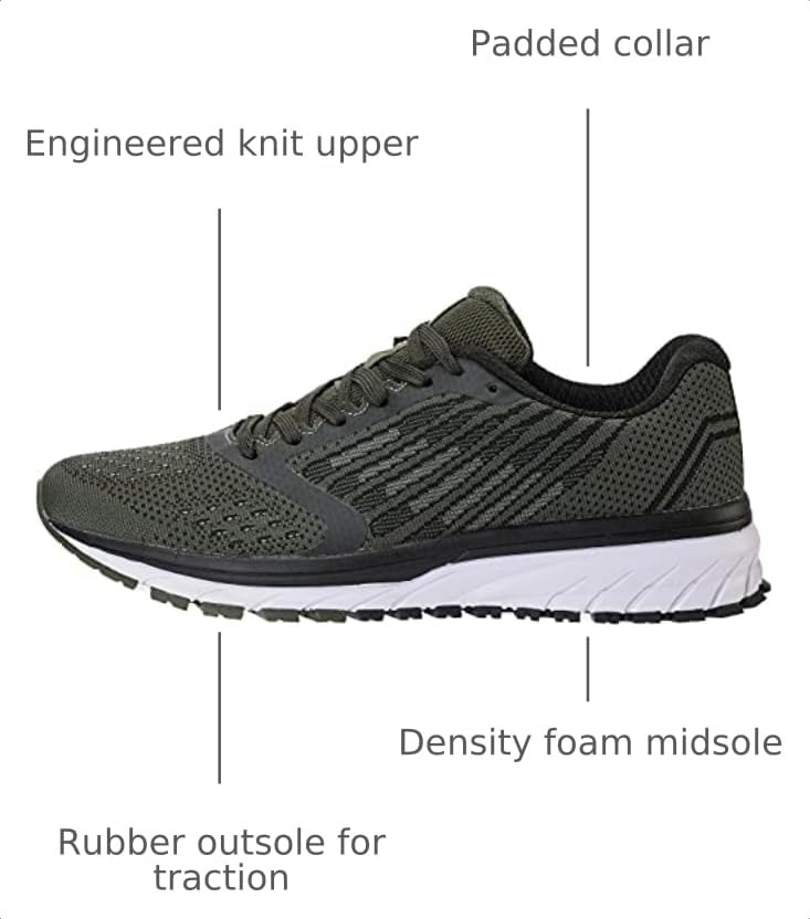 Image of Joomra Whitin Men's Supportive Running Shoes Cushioned Athletic Sneakers | Durable Rubber Outsole, Lace-up fit, Removable Insole, Reliable Traction for Jogging, Walking, Gym, Workouts, Training