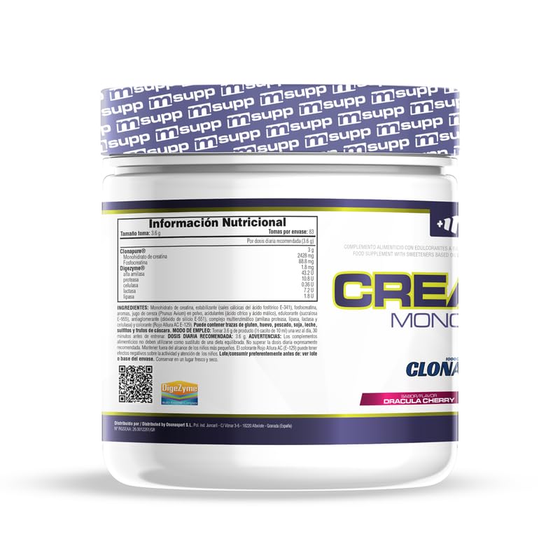MM Supplements - Clonapure Créatine Monohydrate - 300 g - Saveur Cerise - Augmente masse musculaire et endurance - Améliore récupération musculaire - Performance physique - Réduit fatigue – Image 4