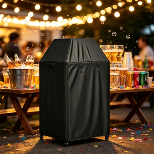 Image of 27 In Refrigerator Cover for Dual Tap Kegerator /Double Draft Beer Tower | 27x27x45,Waterproof Dustproof Heavy Duty Oxford Fabric,for Protecting Outdoor or Indoor Kegerator Tower Cooler