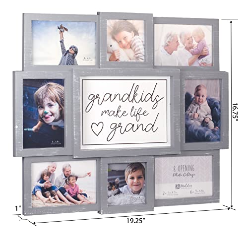 Malden International Designs Gray Grandkids Make Life Grand 8-Opening Sentiment Dimensional Picture Frame Wall Collage - Image 4