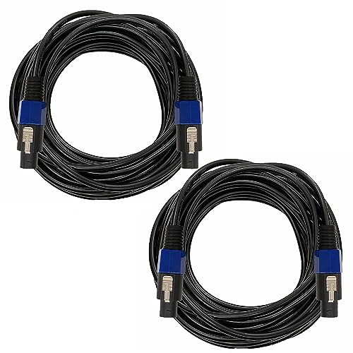 HeyTones Professional 12 Gauge 10 Feet Speakon to Speakon Cables - 12AWG 10ft DJ/PA SpeakON Cords AMP Audio Wires - 2 Pack