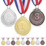 Oyiclyea Medallas para niños, medallas de ganadores de aleación de zinc, medalla deportiva con cinta, medalla de metal de bronce dorado plateado, premios deportivos para niños y adultos, decoración