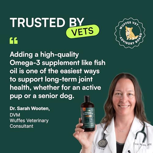 Wuffes Advanced Omega 3 Fish Oil for Dogs, Natural EPA & DHA Fatty Acids, Supports Healthy Skin and Coat, Joint Nutrition, Digestion & Immune System - 100% Pure Wild Alaskan Fish Oil - 8 Oz