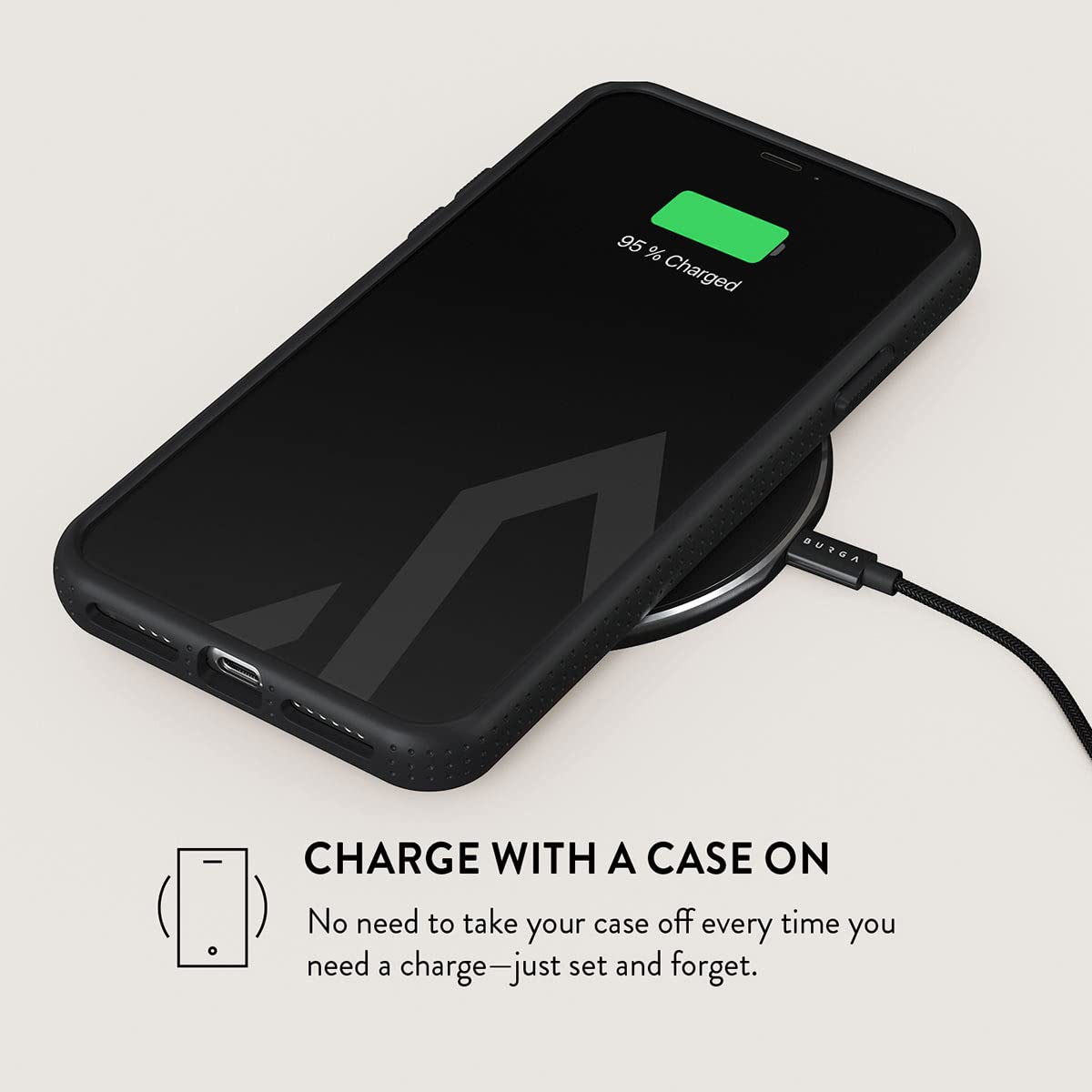 BURGA Phone Case Compatible with iPhone 11 - Black Polka Dots Pattern Nude Almond Latte - Cute But Tough with CloudGuard 2-in-1 Defense System - Luxury iPhone 11 Protective Scratch-Resistant Hard Case