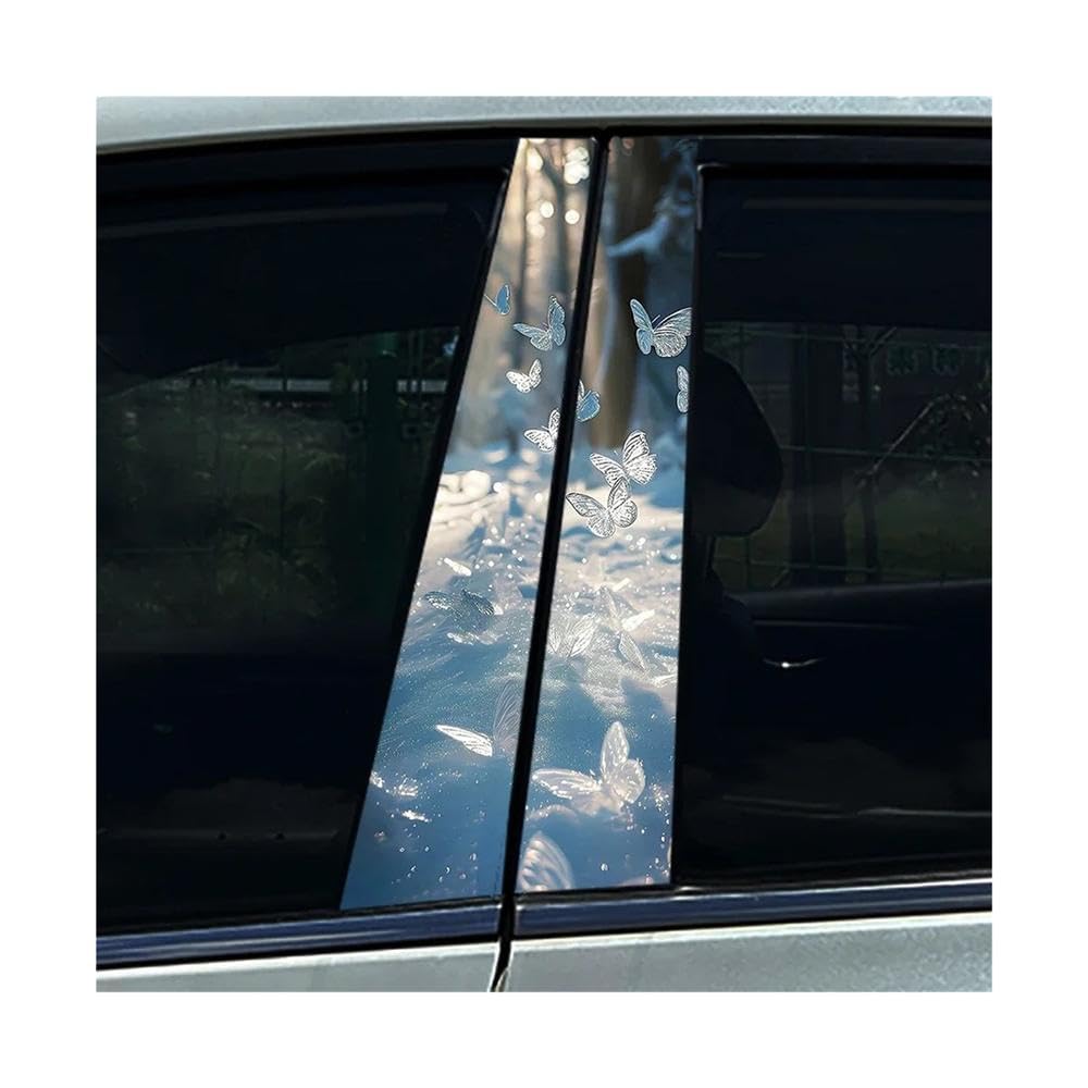 Bertdcx H Butterfly Car Stickers Diy Car B-Pillar Cover Scratches Pet Decals Auto Parts(,2Pcs)