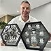 Personalized Company Logo Whiskey Decanter Set Hexagon Hollow Wooden Box Whiskey Glasses Custom Liquor Decanter for Men Dad Christmas Appreciate Gifts Corporate Gifts (Style 5)