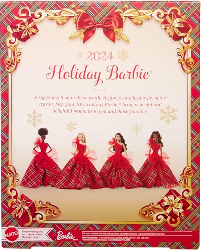 Muñeca Barbie Signature Holiday 2024 con vestido escocés miniatura 7