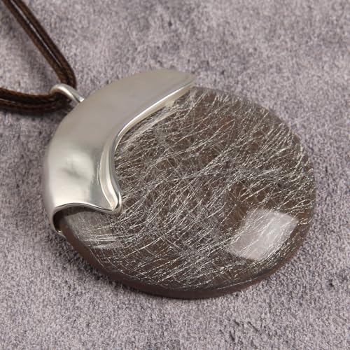 Leather Necklace for Women Large Pendant Hippie Choker Necklace Vintage Sweater Necklace Chunky Boho Necklaces for Women3