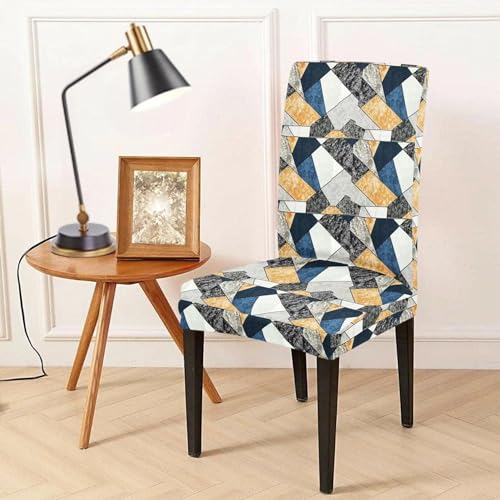 Image of Cozyland Polyester Spandex Elastic Chair Cover Stretchable with Frill Skirt Seat Slipcover (Pack of 4 - Yellow)