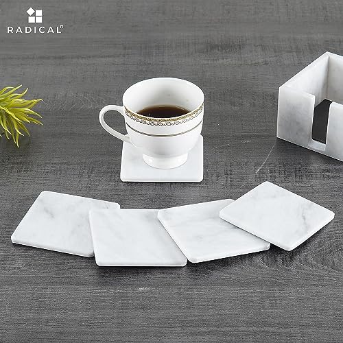Dessous de verre carrés marbre blanc Radicaln idée cadeau maison et bureau