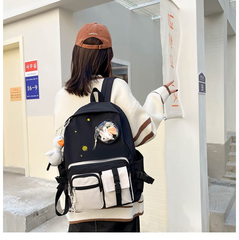 Cute backpack with accessories kawaii for Waterproof Large Capacity Backpack (Black,without pendant)3