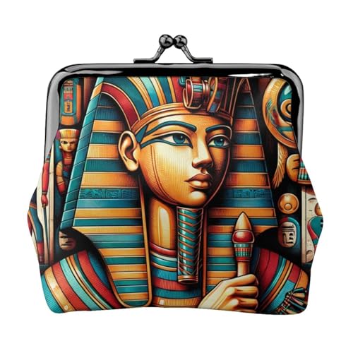 Pu Leather Buckle Coin Purse Ancient-Egyptian-Art-God Girls Kiss-Lock Change Purse Wallets