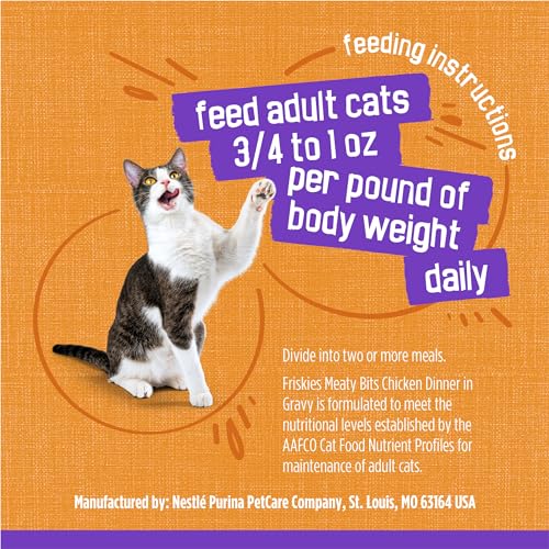 Purina Friskies Meaty Bits Wet Cat Food in Gravy, Chicken, (24) 5.5 oz Cans | Tender wet cat food chunks in savory sauce, made with real chicken and complete & balanced for adult cats - image 9