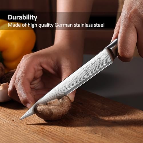 PAUDIN Utility Knife, 5 Inch Chef Knife, Ultra Sharp High Carbon Stainless Steel, Multipurpose Paring Knife for Fruit and Vegetable Cutting with Wooden Handle, Premium Gift Box - 2