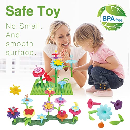 3-6 Years Old Toddler Toys - Flower Garden Building Toy with Insect Pegs, Educational Activity Gifts for Girls Preschool-Kindergarten, 153Pcs STEM Stacking Pretend Play Set2