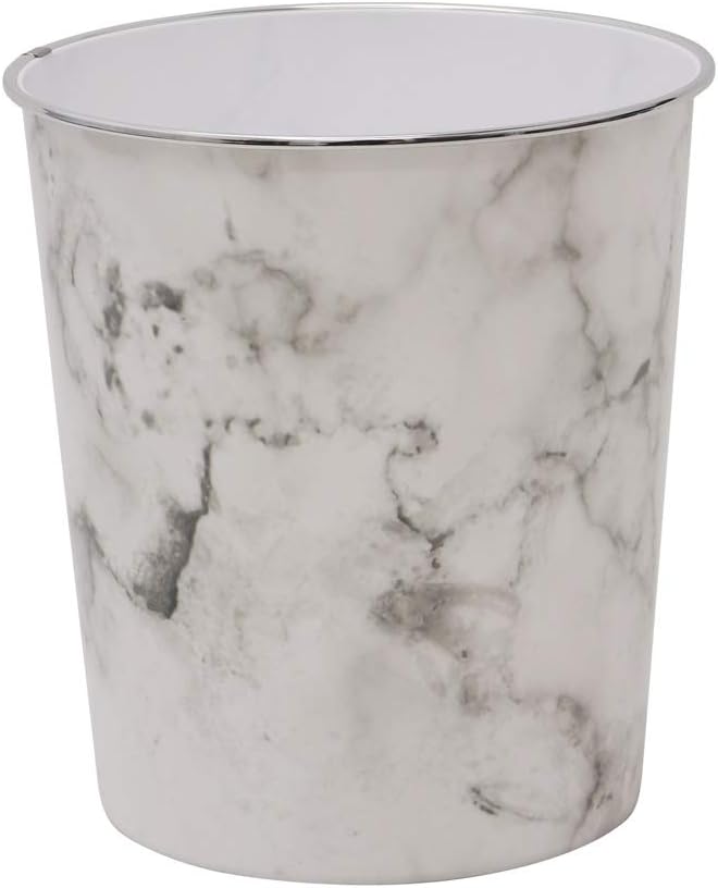 JVL Small Marble Waste Paper Bin, 24.5cm x 26.5cm approx, One Size
