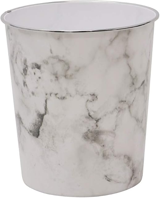 JVL Small Marble Waste Paper Bin, 24.5cm x 26.5cm approx, One Size