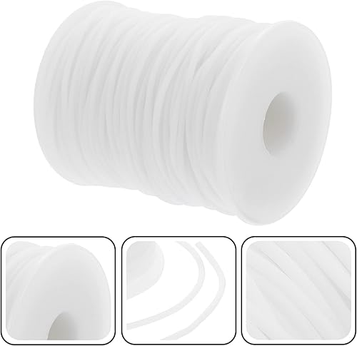 Miniatura 7 de EXCEART Cuerda de goma natural de núcleo sólido tubo hueco de goma para joyería 1 rollo color blanco