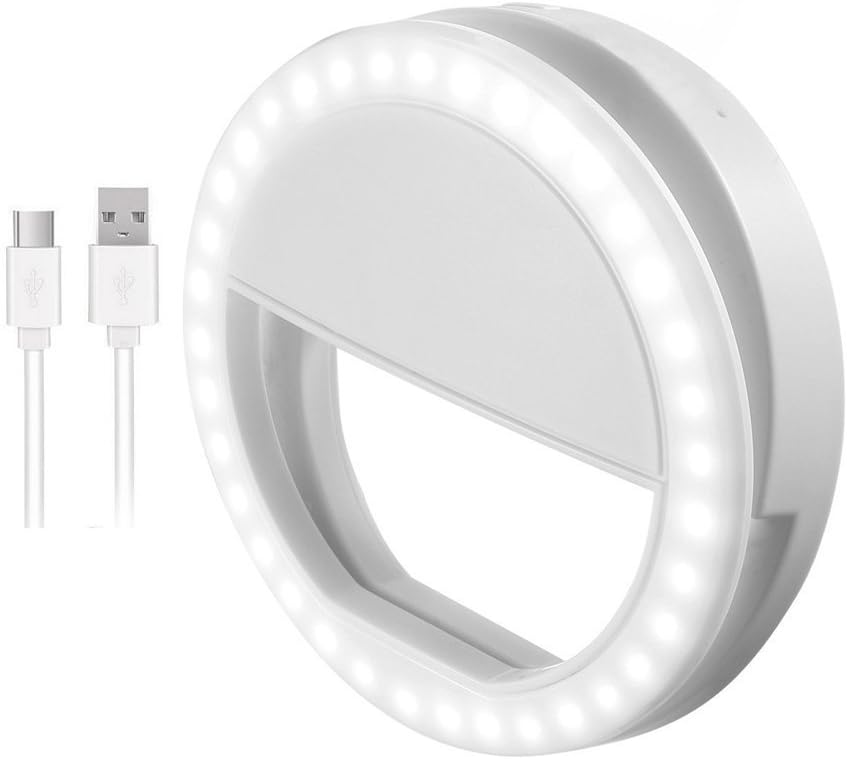 Selfie Ring Light, Selfie Ring Light with LED Light for Camera, Rechargeable 36 LED Files Light, 3 Levels of Adjustable Brightness, Video Light, Night Light for Smartphone