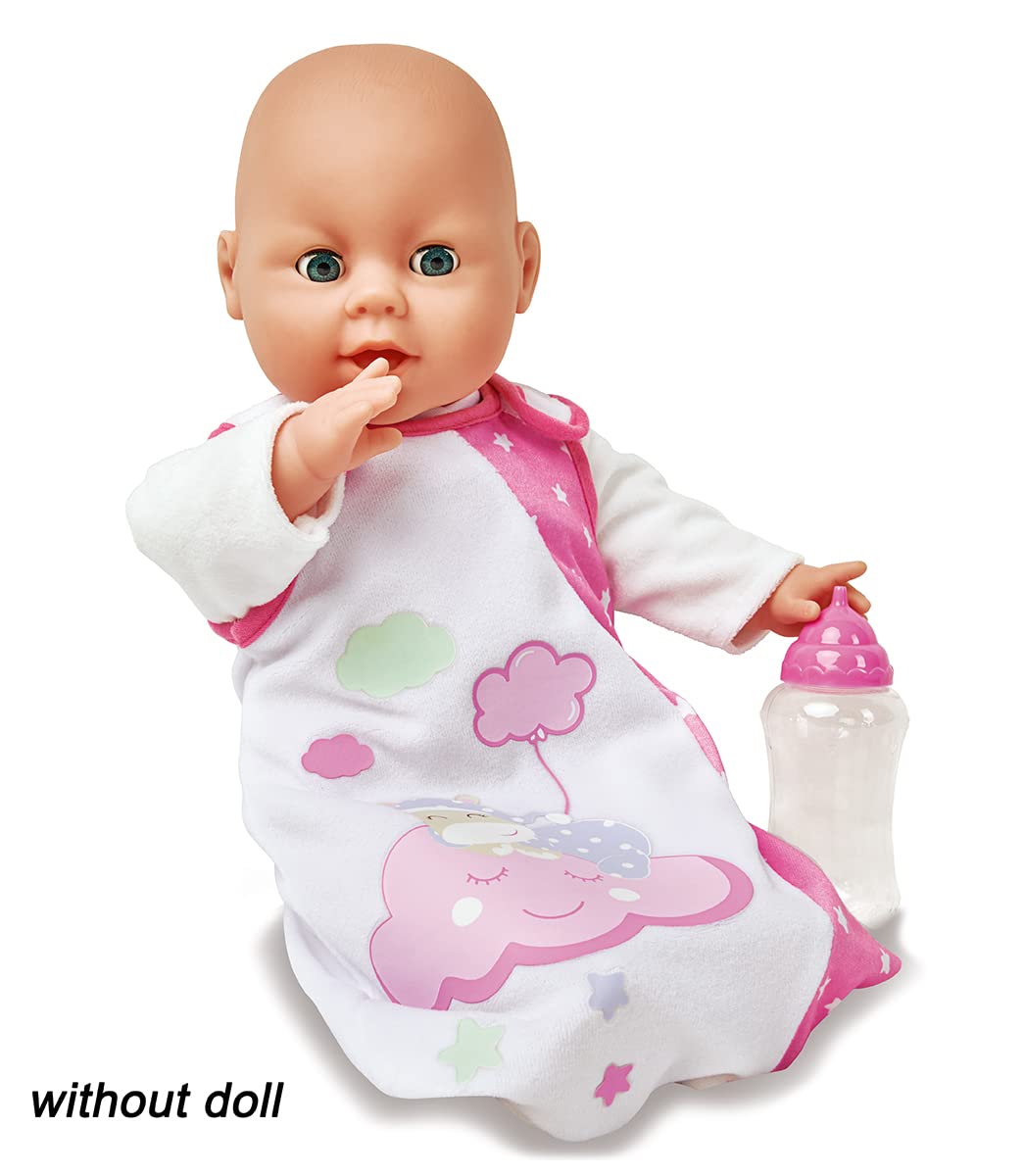 Simba 105400001 - Laura Dobranoc akcesoria dla niemowląt, śpiwór, szczoteczka do zębów, pieluchy, butelka, dla lalek 30-38 cm, 4 części, odzież dla lalek, akcesoria dla lalek, od 3 lat, różowy