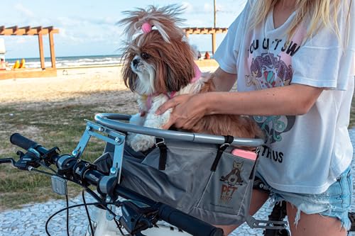 Cesto, Cadeirinha para cães em bicicleta Pet-Basket Pintado Engate Rápido (Cinza)