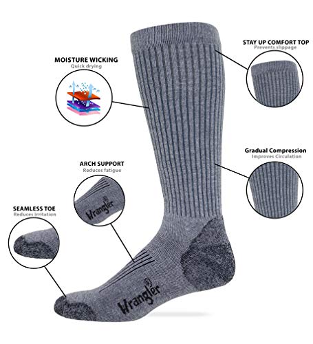 Wrangler Men's Ultra Dri Compression Seamless Toe Tall Boot Socks (3 Pairs)2