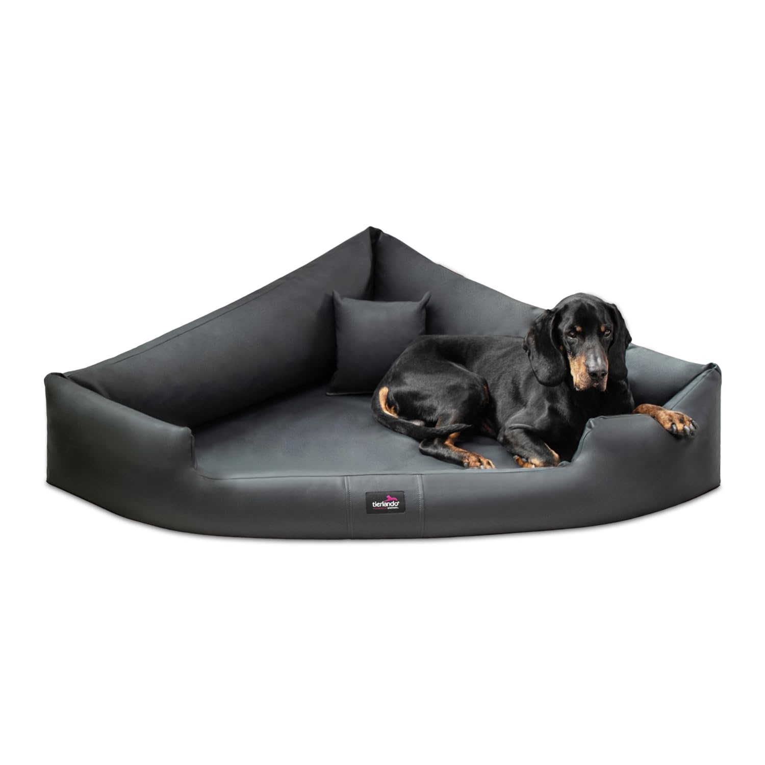 tierlando® Orthopädisches Hundebett Trivia Easy Clean aus Pflegeleichtem Kunstleder, Dreieckbett mit Visco-Matratze, Größe: 100x100cm | Farbe: 02 Graphit