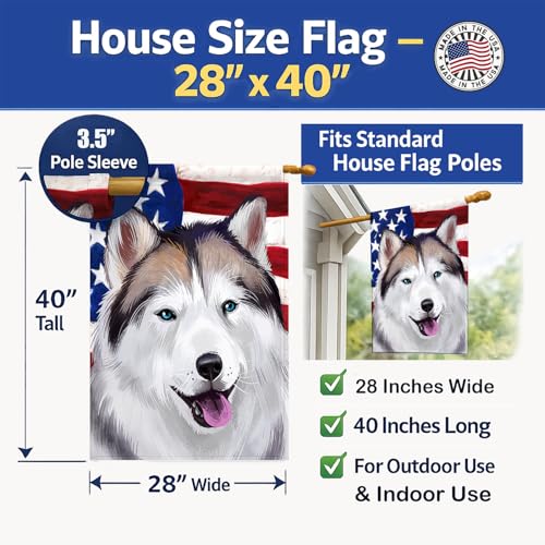Drapeau Husky d'Alaska grand format pavillon canevas extérieur multicolore