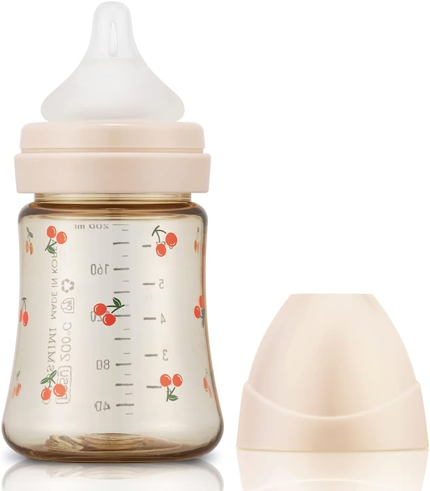 Grosmimi PPSU Baby Bottle, BPA Free (6oz Cherry_Rose Gold)