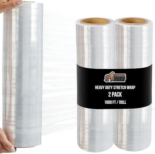 Miniatura 36 de GORILLA GRIP Película elástica 500% de plástico resistente, rollo retráctil de 1200 pies, resistente a pinchazos, resistencia industrial para envío