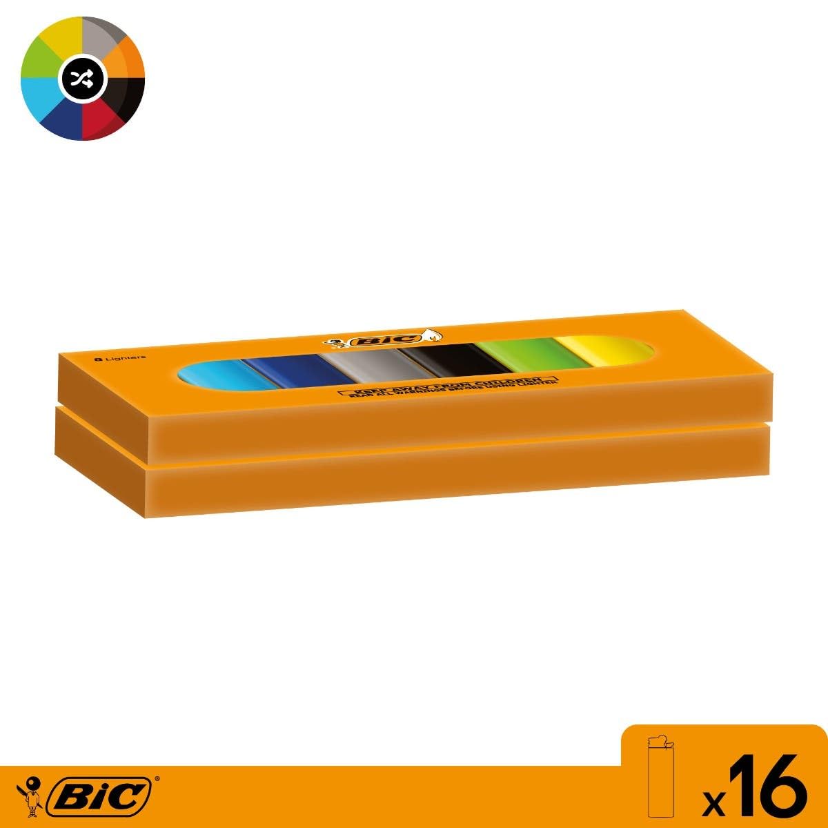 BIC - Juego de 16 encendedores Maxi de pedernal Surtidos
