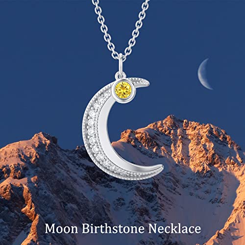 Toupop Moon Necklace With November Birthstone Sterling Silver Crescent Moon Pendant Necklace With Citrine Birthday Christmas Gifts For Women #TOP2