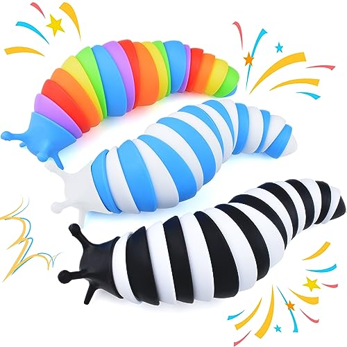 Image of Cevioce Fidget Slug Toy, Sensory Slug Fidget Toy for Kids & Adults, 3Pcs Cute 3D Articulated Stim Toy -Easter Basket Stuffers for Toddler｜Exercise Wrist & Stress Relief, Great Gift for ADHD Autism