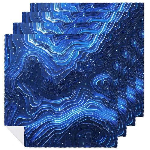Servilletas de Tela con Patrón Azul Eléctrico Floral Cuadradas miniatura 1
