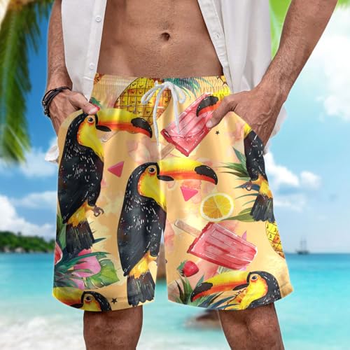 Fruit Lovers Men's Swim Trunks - Fresh Fruits Hawaiian Shorts for Men, Men's Summer Bathing Shorts Set 433