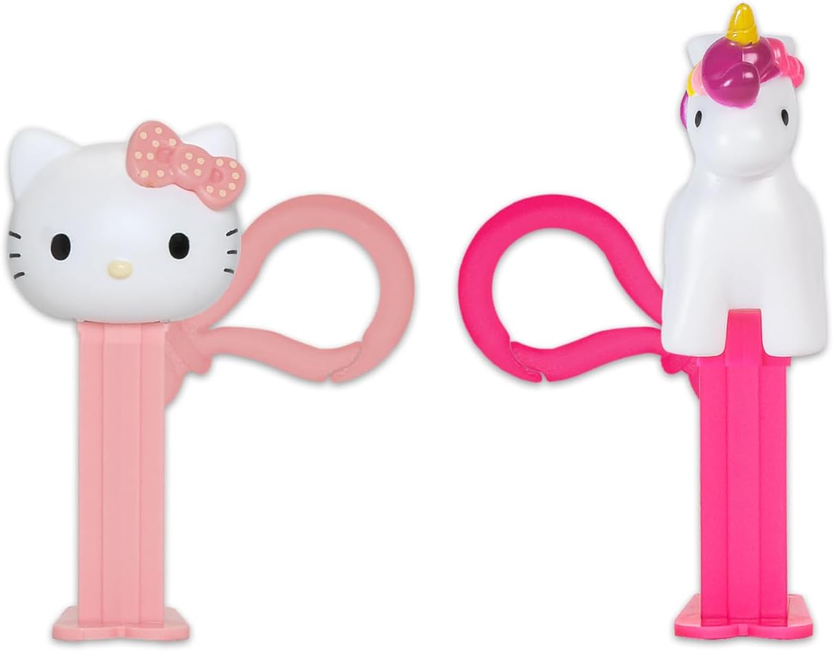 Hello Kitty PEZ Clips (Two mini PEZ Dispensers on keychain clip + six candy refills)