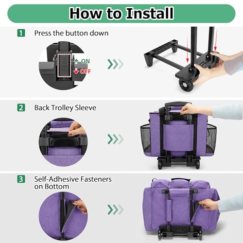 Image of LoDrid Rolling Cleaning Caddy with Lid and Detachable Trolley, Purple | Cleaning Supplies Organizer, Cleaning Caddy Cart on Wheels with Handle and Shoulder Strap for Housekeepers