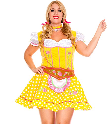 MUSIC LEGS Women's Plus-Size Bright Dirndl Plus Size, Yellow, 3X