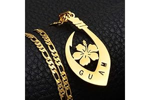 Handmade Jewelry Hibiscus Flower Guam Pendant Necklaces for Women Men in Gold Color