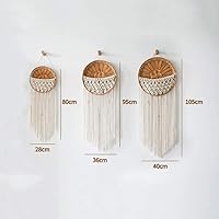 Vista 2 de ATAAY Tapiz tejido de macramé para colgar en la pared, decoración de pared hecha a mano, bohemio, con borlas de macramé, cesta tejida de macramé