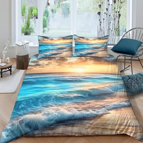 Housse de couette 3D ocean effet microfibre résistante lit single