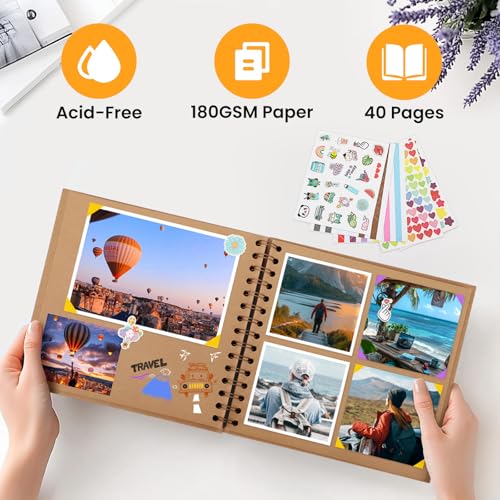 DazSpirit Scrapbook Photo Album, 6-inch Personalized Photo Book, DIY Memory Album With 5 Album Stickers - Image 3