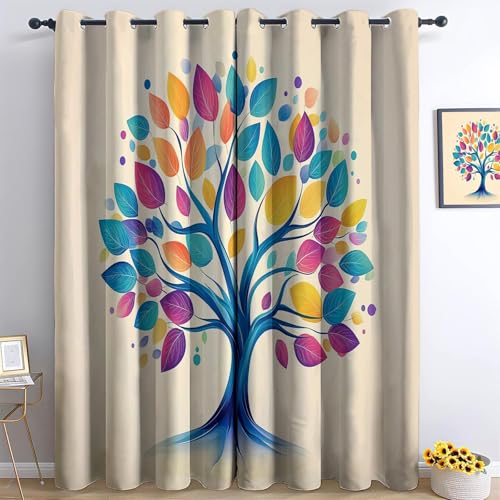 Genérico Cortinas Opacas 2 Piezas Árbol Abstracto 75 x 166 cm Cortinas Termicas Aislantes Frio Y Calor, Cortinas Blackout Salon Moderna, Cortinas Termica Dormitorio, Cortina Ojales