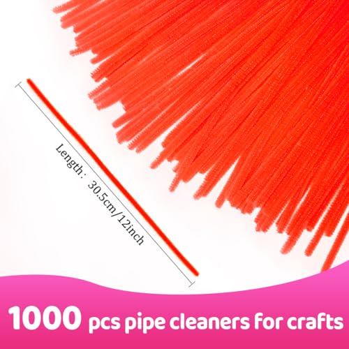 Image of Praisebank Orange Pipe Cleaners for Crafts, 1000pcs, Chenille Stems for DIY Projecets, Arts & Crafts Supplies for Festival Party Decorations