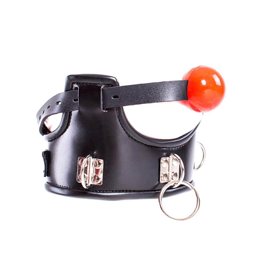 MFMYEE Harnais de bondage avec bâillon à billes en silicone Fetish SM collier en cuir de bondage professionnel corset de cou rembourré