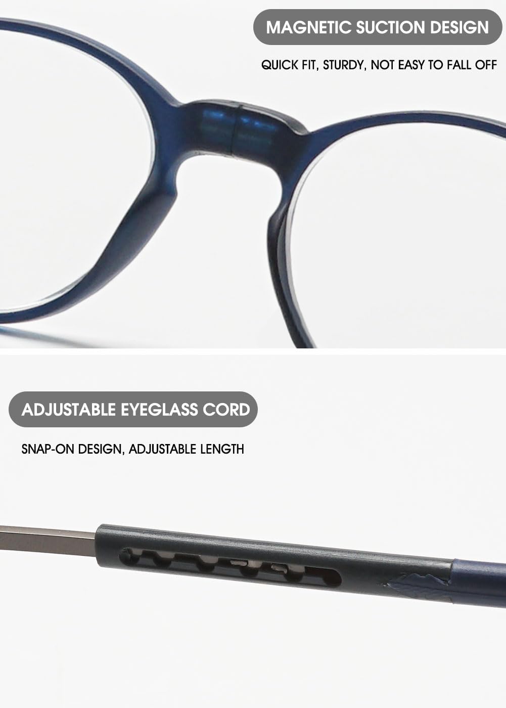 VEVESMUNDO Magnetici Occhiali da Lettura Rotondi Portatile Leggeri Occhiali per la lettura con magnete da Uomo e Donna